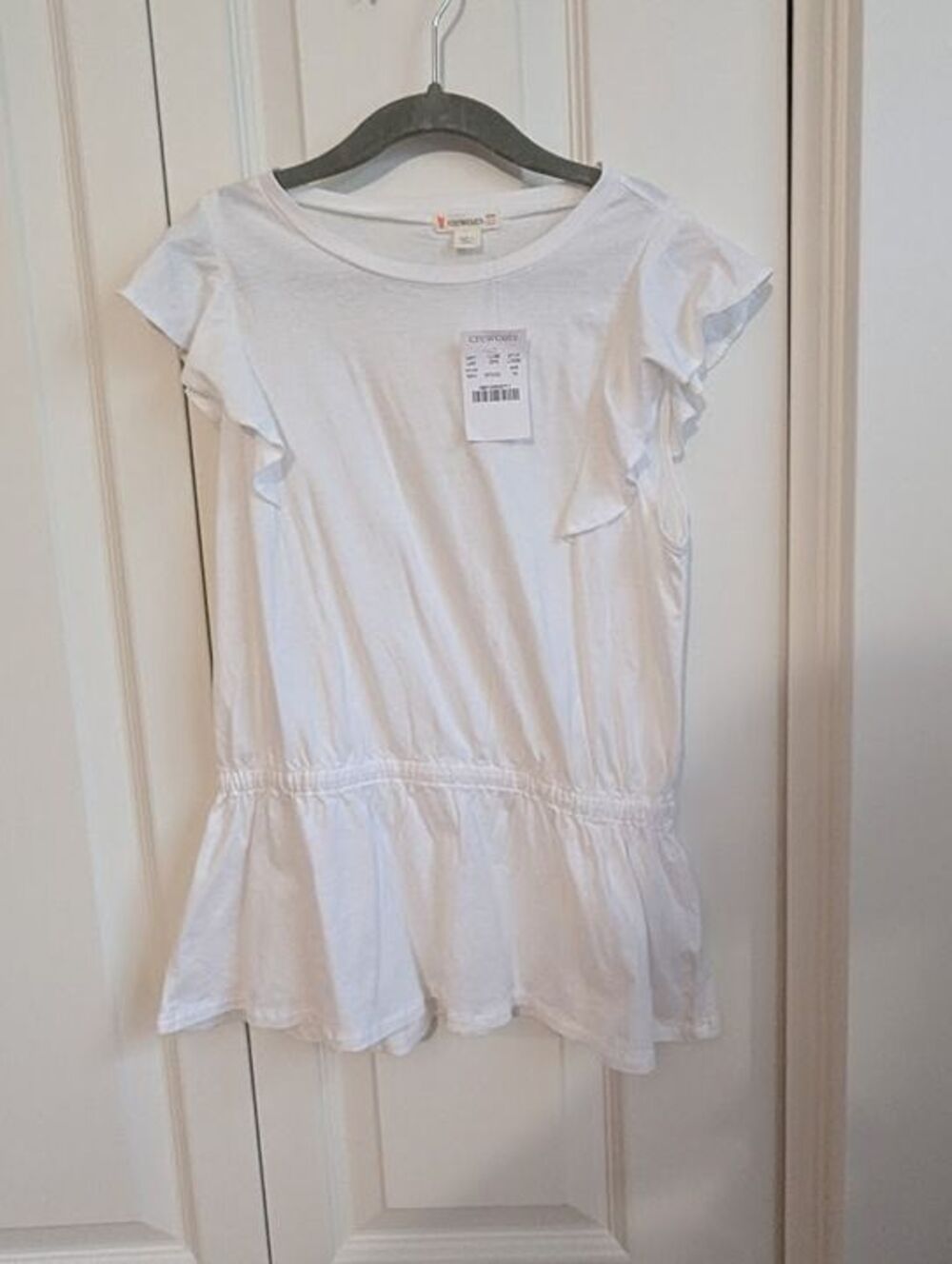NWT J. Crew Crewcuts knit 12 white ruffle Peplum top  lightweight girls j.crew